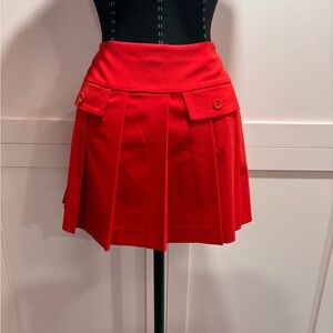 Trina Turk Red Pleated Mini Skirt